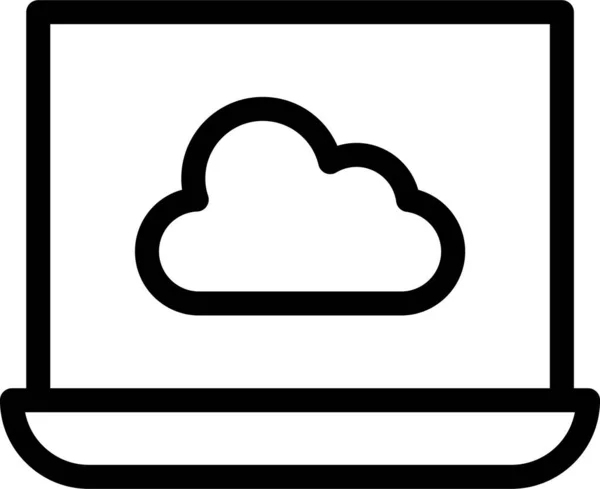 Clouddatabase Laptop Icoon Contourstijl — Stockvector