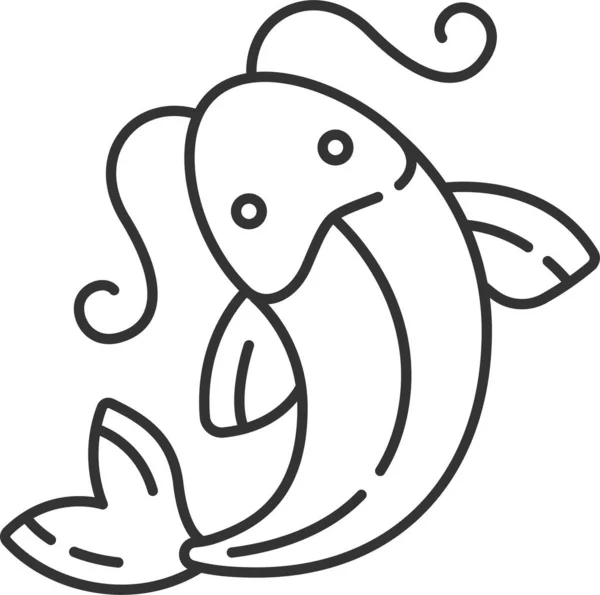 Koi Fish Chinesisches Japanisches Symbol Umrissstil — Stockvektor