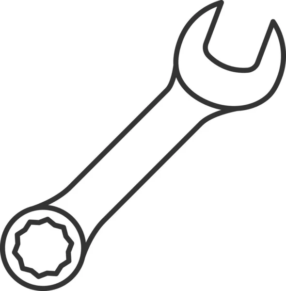 Иконка Инструмента Комбинированного Построения Гаечного Ключа Стиле Контура — стоковый вектор
