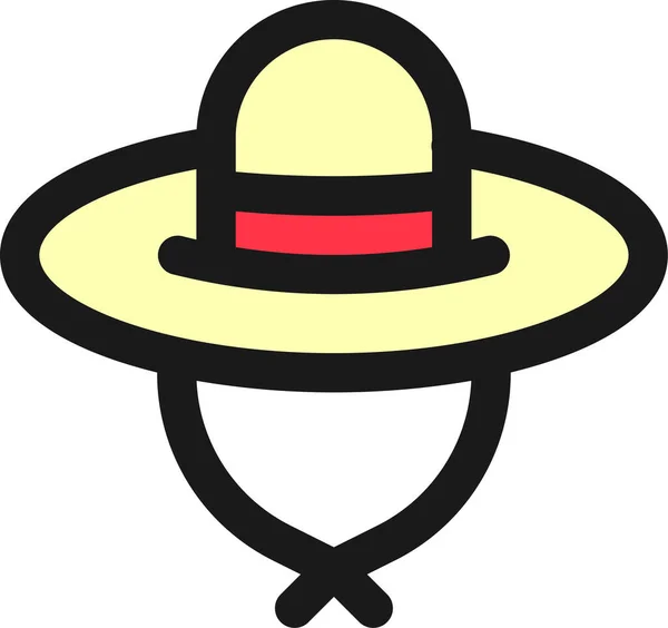 Sombrero Playa Icono Ala Estilo Contorno Lleno — Vector de stock