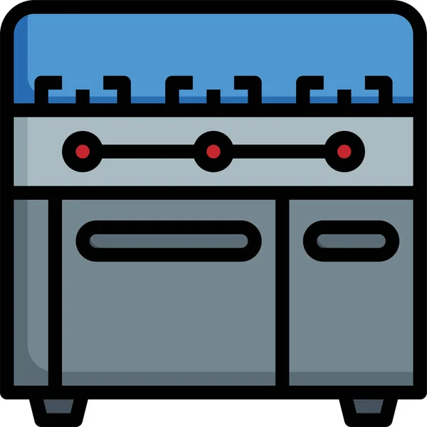 Gasfornuis Keuken Icoon Gevulde Outline Stijl — Stockvector