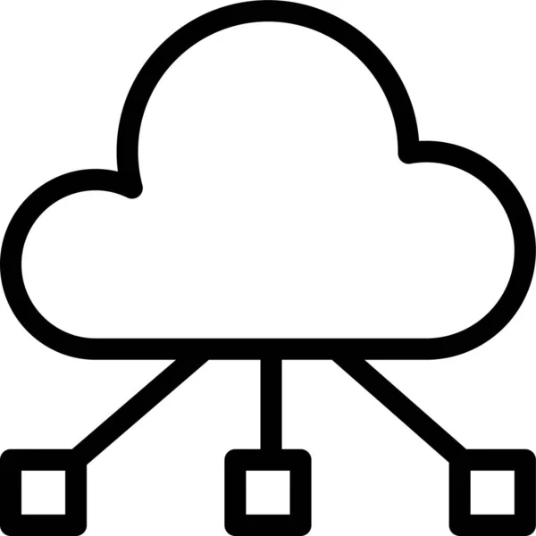 Icône Base Données Cloud Computing Dans Style Contour — Image vectorielle