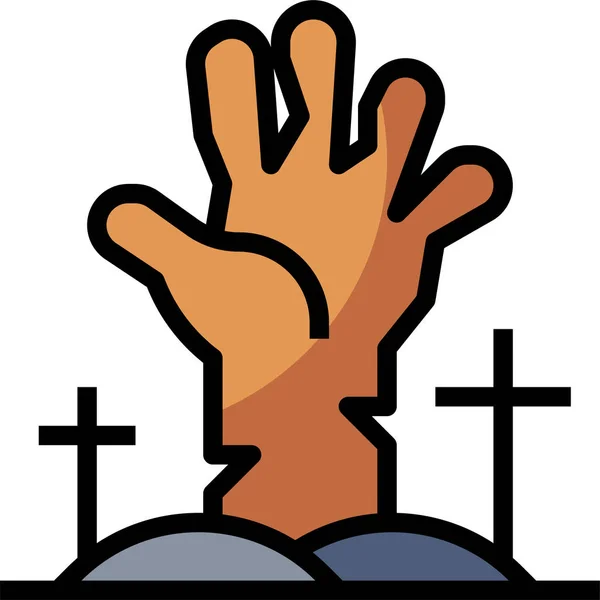 Dead Halloween Hand Icon Filled Outline Style — 图库矢量图片