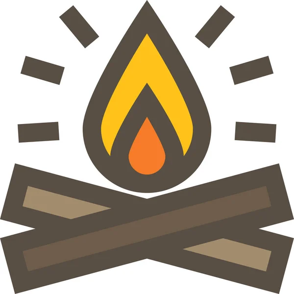 Bonfire Campfire Fire Icon Filled Outline Style — Stock Vector