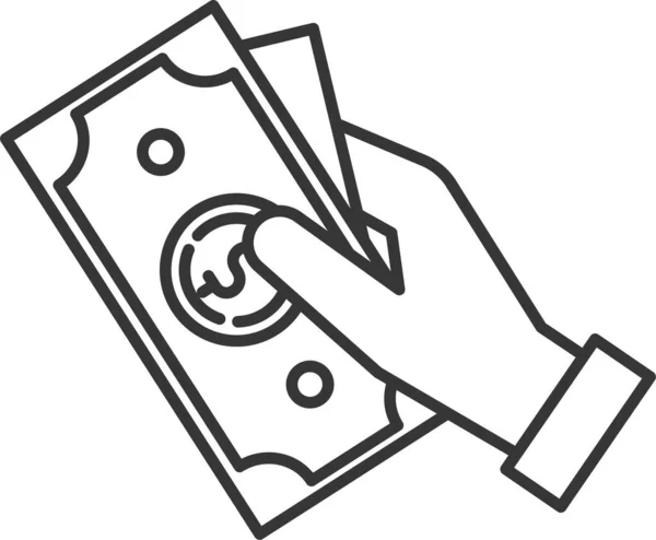 Dinheiro Mão Ícone Dinheiro — Vetor de Stock