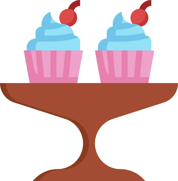 Cupcake Cumpleaños Comida Icono — Vector de stock