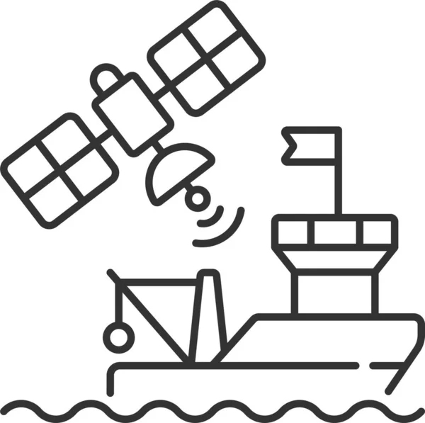 Satellite Marine Network Icon Outline Style — Stock Vector