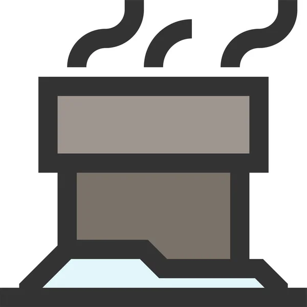 Building Chimney Smokey Icon Filled Outline Style — 图库矢量图片