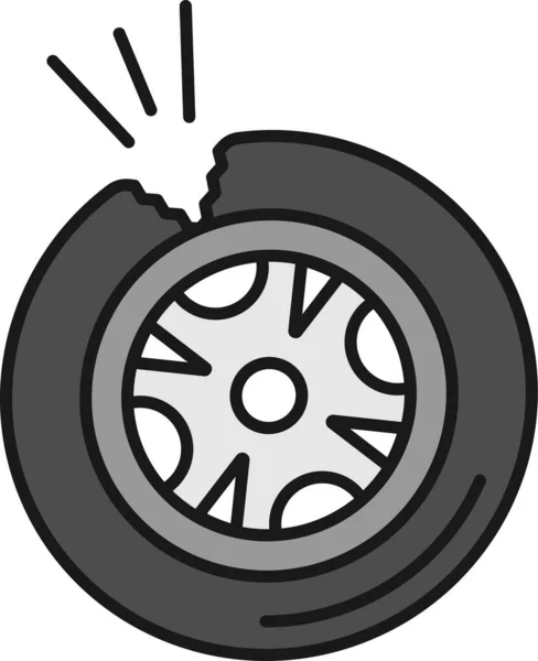 Automobile Broken Car Icon Filled Outline Style — 图库矢量图片