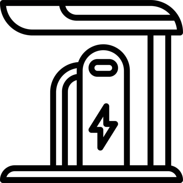 Icono Eléctrico Estación Carga Estilo Esquema — Archivo Imágenes Vectoriales