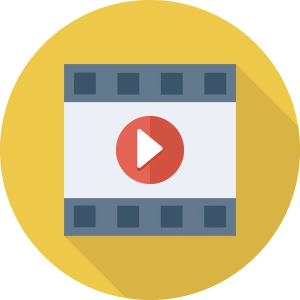 Icône Multimédia Multimédia Vidéo Dans Style Ombre Longue — Image vectorielle