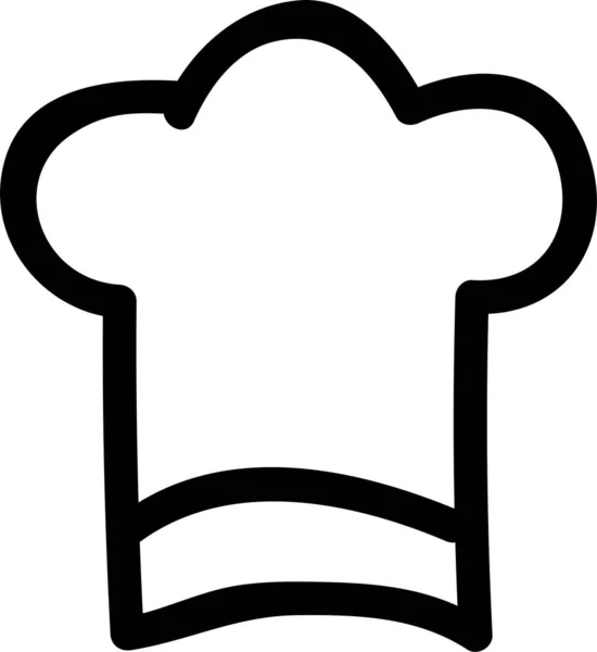 Chapeau Chef Cuisinier Icône Dans Style Dessiné Main — Image vectorielle