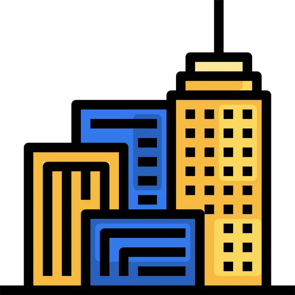 Byggnad Stad Skyskrapa Ikon — Stock vektor