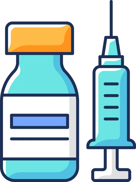Vaccin Fles Gezondheid Bescherming Ampul Pictogram Gevulde Outline Stijl — Stockvector
