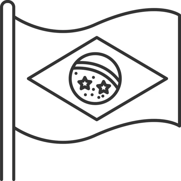 Icono Del Emblema Del País Brasileño Estilo Esquema — Vector de stock