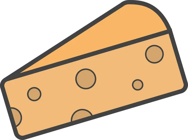 Τυρί Εικονίδιο Κομμάτι Γαλακτοκομικό Στυλ Γεμάτο Περίγραμμα — Διανυσματικό Αρχείο