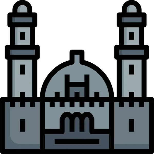 Monumento Argel Icono Africano Estilo Contorno Lleno — Vector de stock