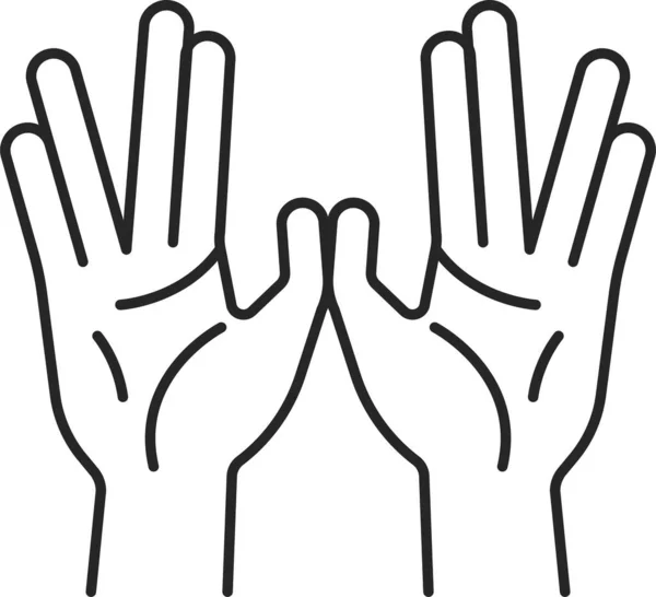 Holy Hands Gesture Icon Outline Style — 图库矢量图片