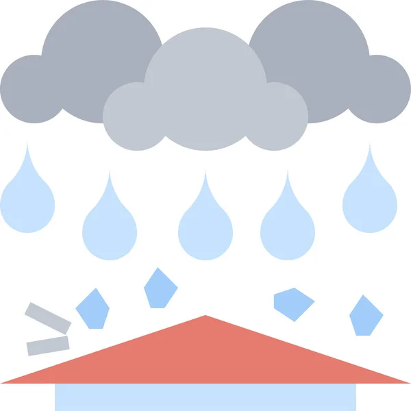 Bewolkt Hagelstorm Meteorologie Icoon Platte Stijl — Stockvector