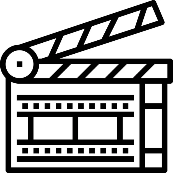 Acción Clapper Clapperboard Icono Estilo Esquema — Archivo Imágenes Vectoriales