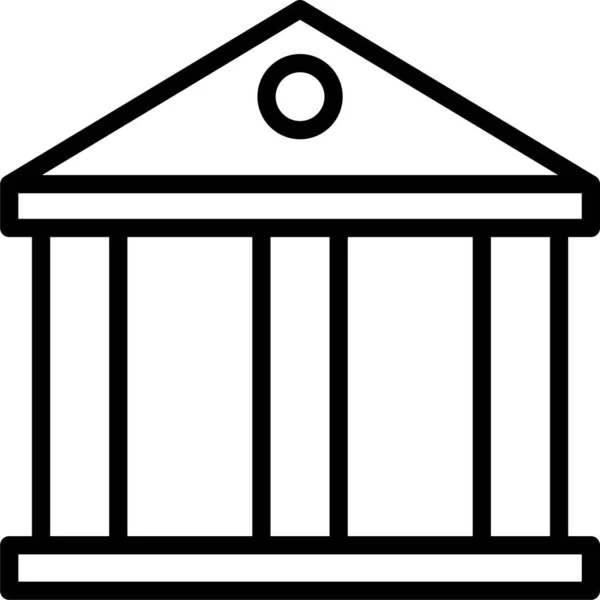 Bank Court Judicial Icon Outline Style — 图库矢量图片