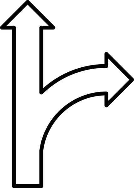 Flèche Direction Route Icône Dans Style Contour — Image vectorielle
