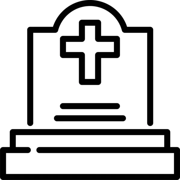 Cementerio Muerte Tumba Icono Estilo Esquema — Archivo Imágenes Vectoriales