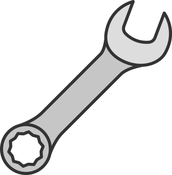 Иконка Гаечного Ключа Строительного Инструмента Стиле Заполненного Контура — стоковый вектор