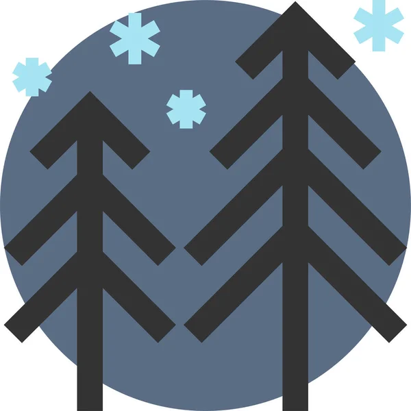 Pine Tree Winter Icon Filled Outline Style — Stock Vector