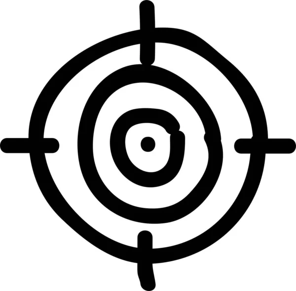 Icono Objetivo Enfoque Flecha Estilo Handdrawn — Vector de stock