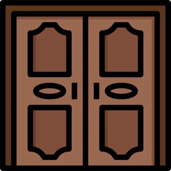 Double Doors Furniture Icon — Stock Vector