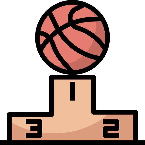 Bal Basketbal Beste Pictogram Gevulde Outline Stijl — Stockvector