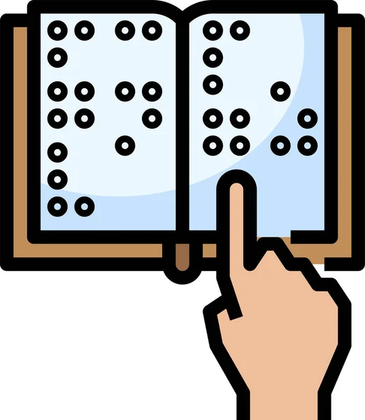 Livre Icône Éducation Braille Dans Style Contour Rempli — Image vectorielle