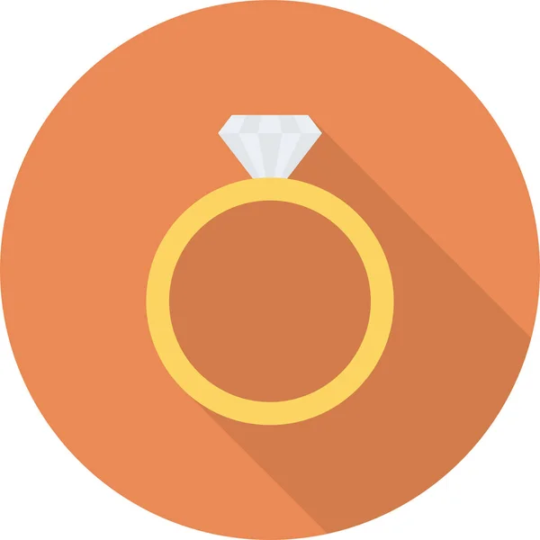 Diamond Diamondring Goldring Icon Long Shadow Style — Stock Vector