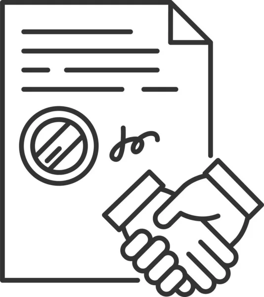 Accord Contrat Coopération Icône Dans Style Outline — Image vectorielle