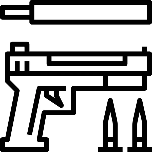 Arme Balles Pistolet Icône Dans Catégorie Guerre Militaire — Image vectorielle