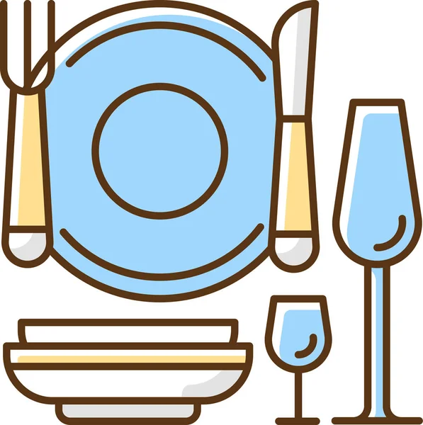 Wine Glasses Cutlery Kitchen Icon Filled Outline Style — Stock Vector