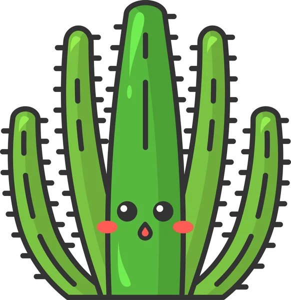 Cactus Carácter Lindo Icono Estilo Contorno Lleno — Archivo Imágenes Vectoriales