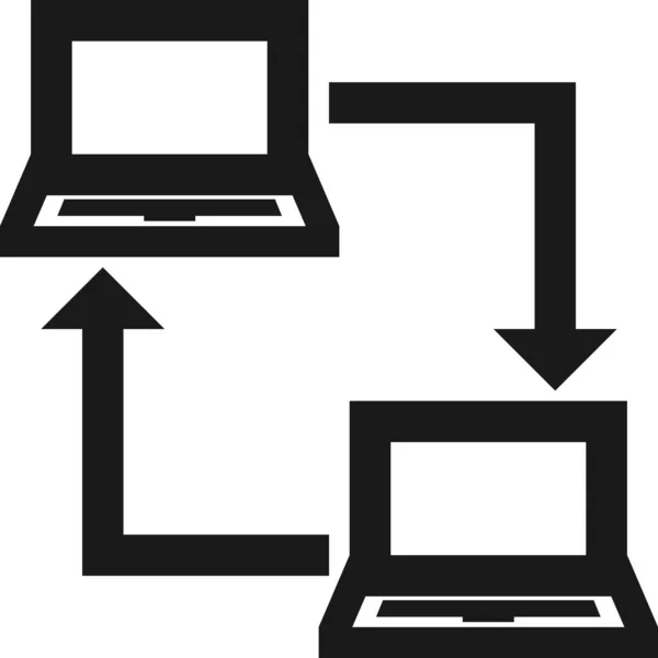 Conexión Ordenador Lan Icono Estilo Sólido — Archivo Imágenes Vectoriales