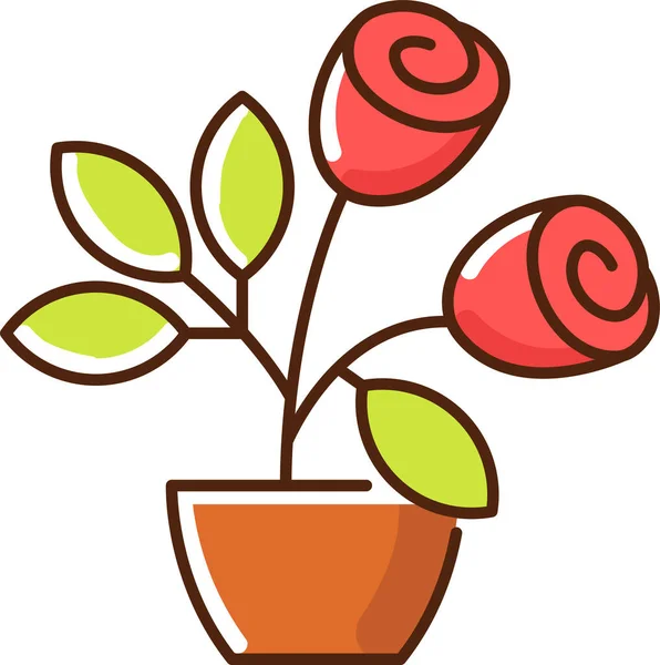 Τριαντάφυλλο Κηπουρική Βοτανολογία Εικονίδιο Στυλ Γεμάτο Περίγραμμα — Διανυσματικό Αρχείο