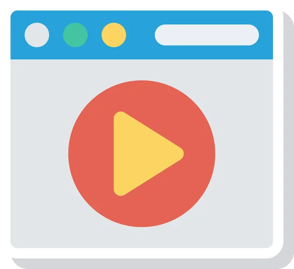 Browser Spielt Video Icon Flachen Stil — Stockvektor