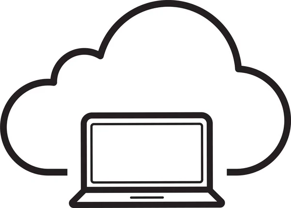 Cloud Computing Icône Ordinateur Stockage Nuage Dans Style Contour — Image vectorielle