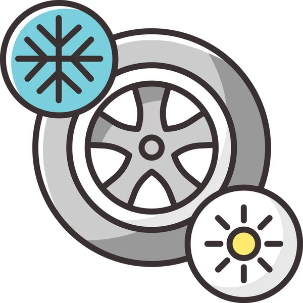 Car Tires Seasonal Icon — 图库矢量图片