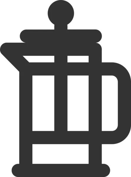 Káva Francouzský Lis Kávovar Ikona Obrysu Stylu — Stockový vektor