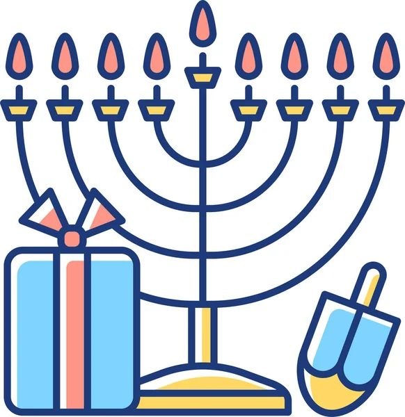 Jewish Judaism Hanukkah Icon Filled Outline Style — Stock Vector
