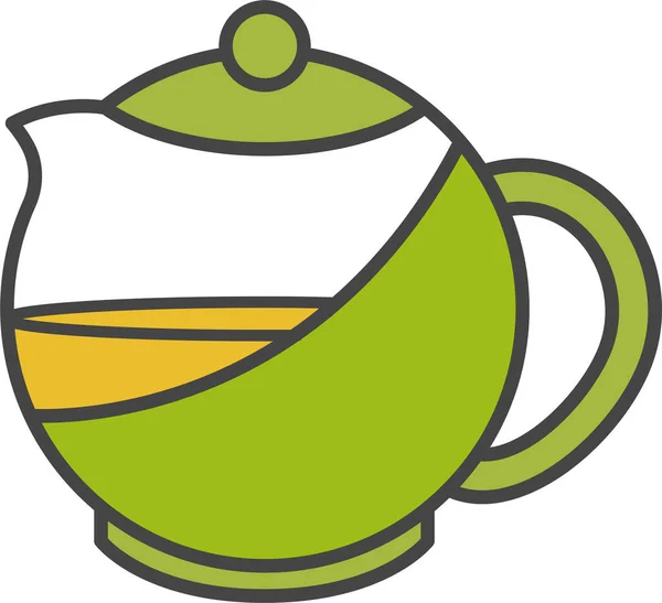 Wasserkocher Tee Ikone Stil Gefüllter Umrisse — Stockvektor