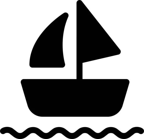 Barco Vela Ícone Mar Estilo Sólido — Vetor de Stock