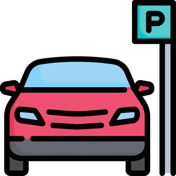 Ikona Parkování Auto Doprava — Stockový vektor