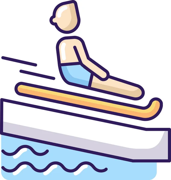 Waterpark Glijbaan Zwemmen Pictogram — Stockvector