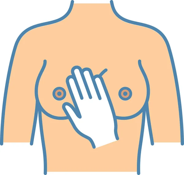 Значок Проверки Пальпации Груди Стиле Заполненного Контура — стоковый вектор